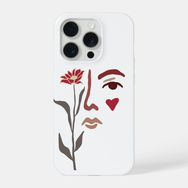 Funda Line Art Rostro iPhone 15 Pro Hülle (Rückseite)