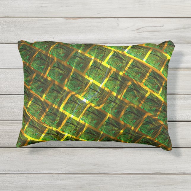 Fundo com imagem verde sob grade dourada? kissen für draußen (Rückseite)