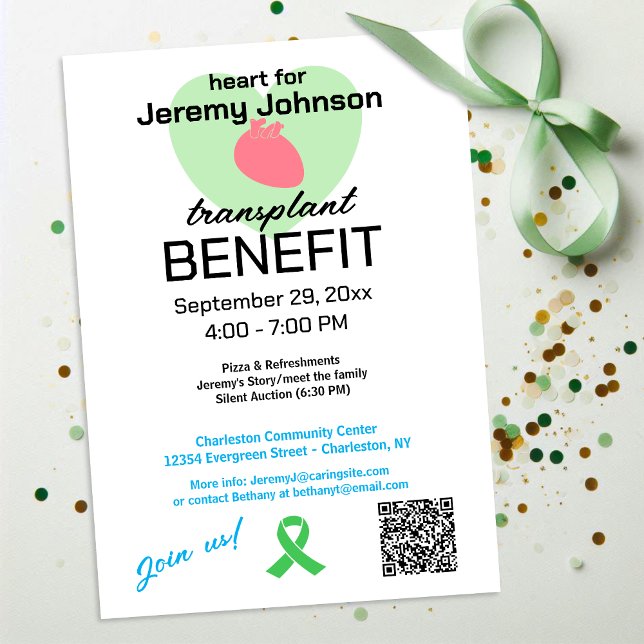 Fundraiser für Herztransplantationsvorteile Einladung (Von Creator hochgeladen)