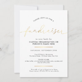 Fundraiser Minimalist Schrift Weiß und Gold Charit Einladung