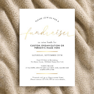 Fundraiser Minimalist Schrift Weiß und Gold Charit Einladung