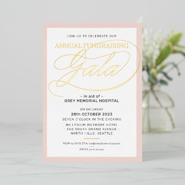 FUNDRAISIEREN GALA elegantes Event-Skript rot Rosa Folieneinladung (Stehend vorne)