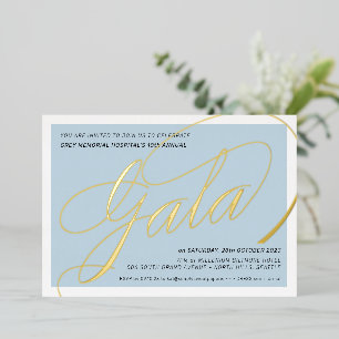 FUNDRAISIEREND GALA elegante Kalligraphie blass bl Folieneinladung