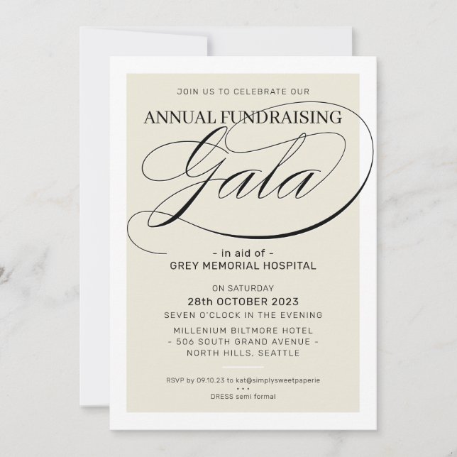 FUNDRAISIERENDES GALA-Ereignis extravaganter Goldr Einladung (Vorderseite)