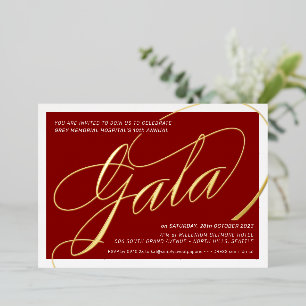 FUNDRAISING-GALA elegante Kalligrafie burgunderrot Folieneinladung