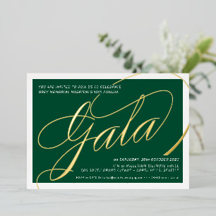 FUNDRAISING-GALA elegante Kalligrafie dunkelgrün Folieneinladung