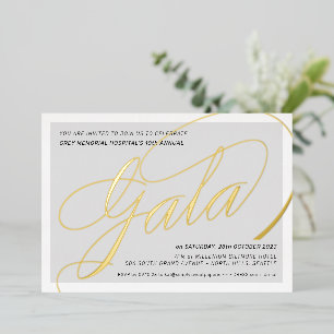 FUNDRAISING-GALA elegante Kalligrafie hellgrau Folieneinladung
