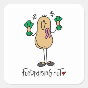 Fundraising-Nuss-T-Shirts und Geschenke Quadratischer Aufkleber