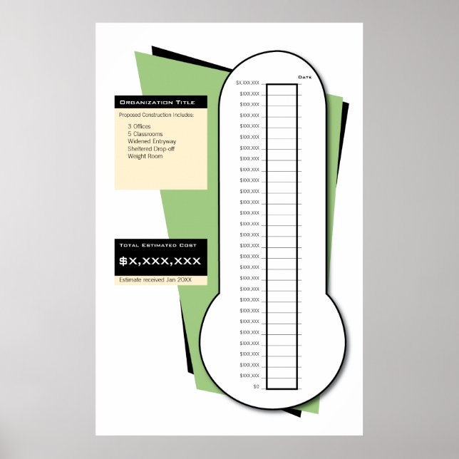 Fundraising-Thermometer einschließlich Datumspalte Poster (Vorne)