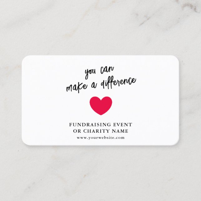 Fundraising-Wohltätigkeit spenden Herzfoto-Karte Visitenkarte (Vorderseite)