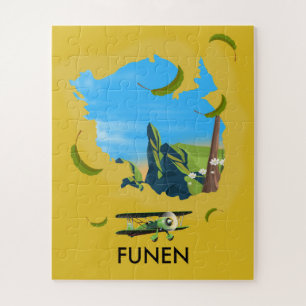 Funen, Dänemark Karte Reiseplakat