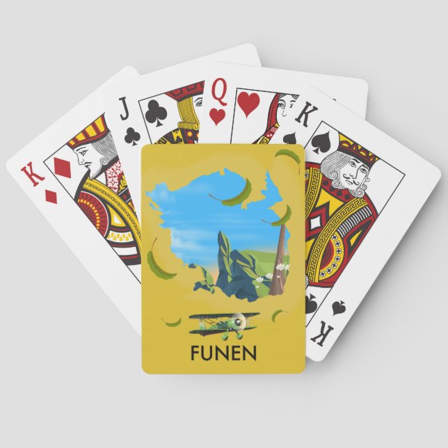 Funen, Dänemark Karte Reiseplakat Spielkarten (Rückseite)