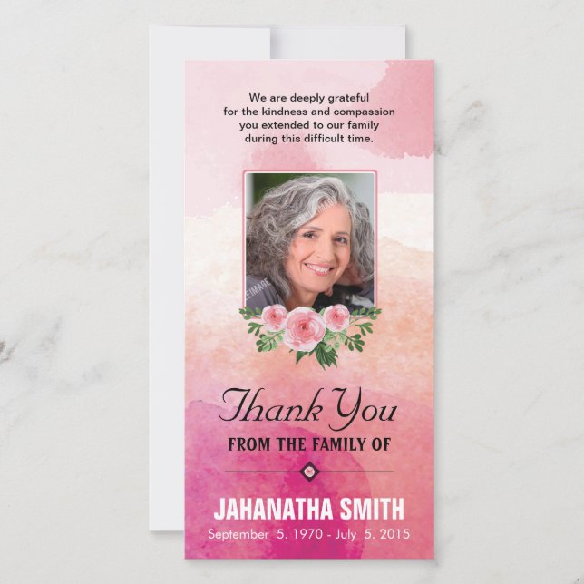Funera danken Ihnen Foto-Karte Dankeskarte (Vorderseite)