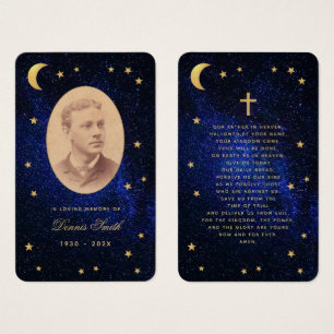 Funérailles Bleu Nuit Or Étoiles Carte de prière c