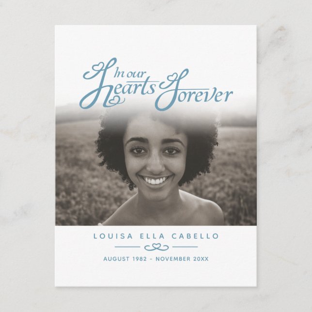 Funérailles dans nos coeurs bleu blanc carte de po (Devant)