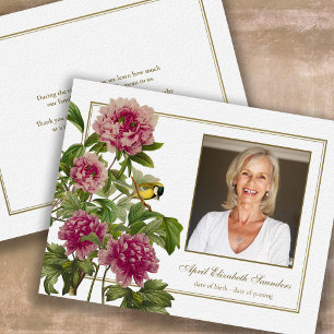 Funérailles Floral Rose Photo Sympathy Carte de re