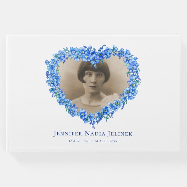 Funérailles livre d'invités oubliés fleurs bleu (Devant)