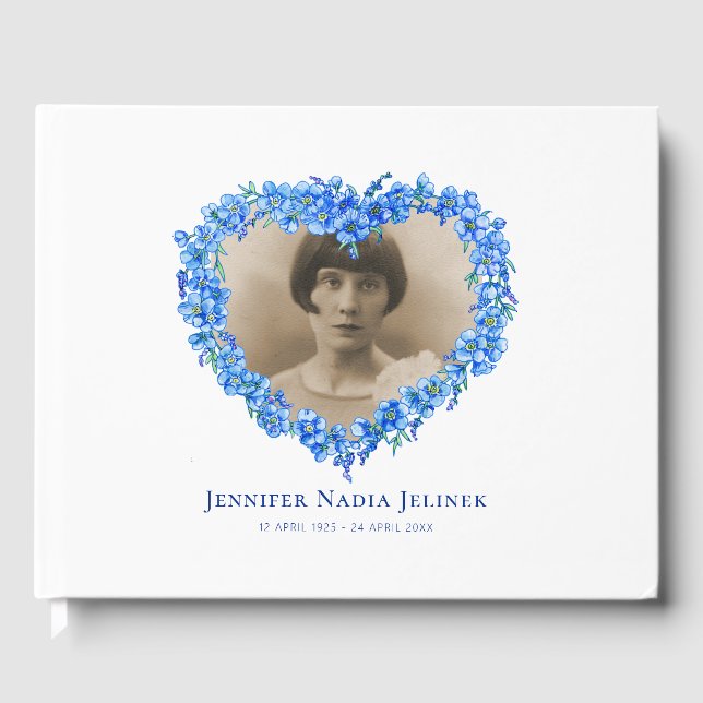 Funérailles livre d'invités oubliés fleurs bleu (Recto)