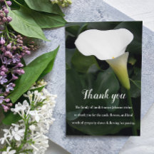 Funérailles/Mémorial Lys Blanche Carte de remercie