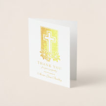 Funérailles Merci Cartes Floral Cross 1 Gold Foil