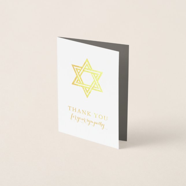 Funérailles Merci Cartes Gold Foil Star de David (Devant)