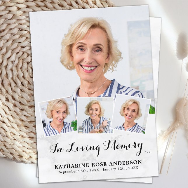 Funérailles Moderne Chic 4 Photo Carte de prière S (Créateur téléchargé)