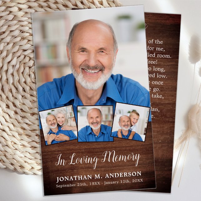 Funérailles Rustique 4 Photo Collage Cartes de pri (Créateur téléchargé)