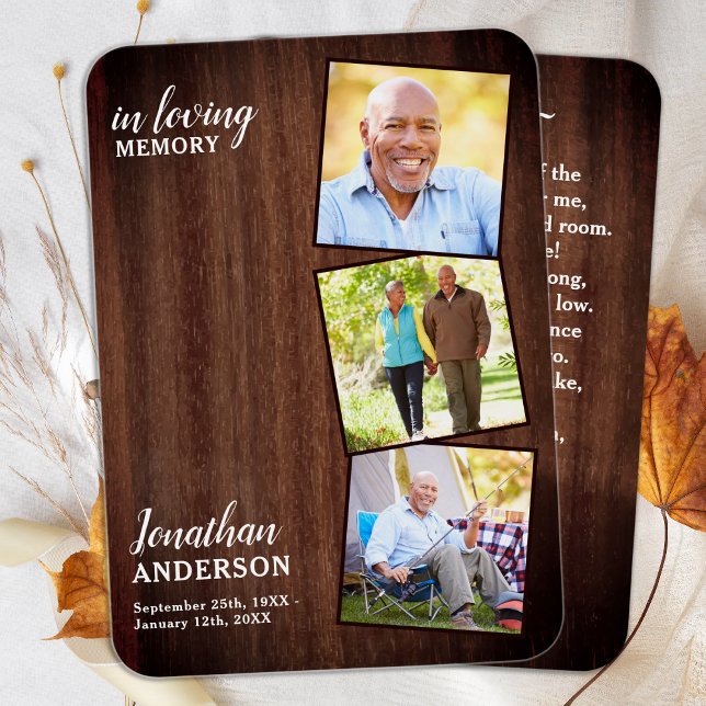 Funérailles rustiques 3 Poème photo Carte de prièr (Créateur téléchargé)