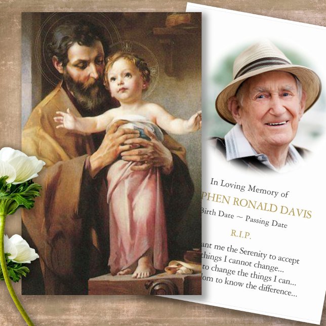 Funérailles St Joseph Memorial Prayer Cartes de Sy (catholic, religious, celebration of life, in loving memory of, prayer cards for bereavement)