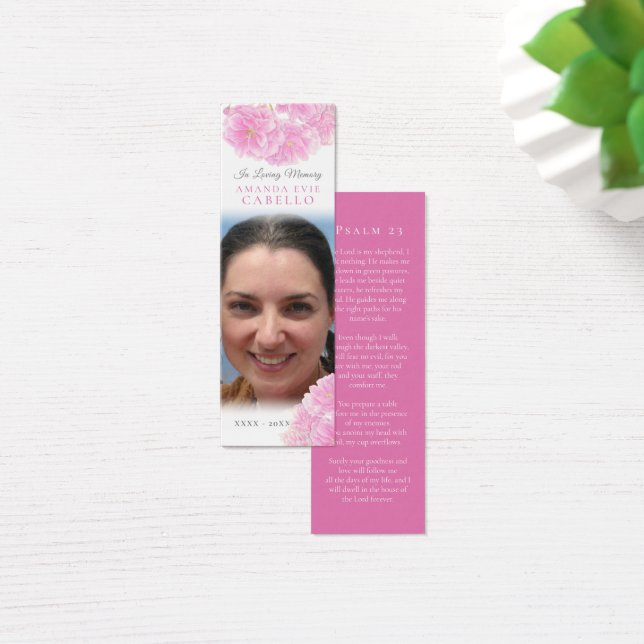 Funéraire rose printemps fleurit poème photo signe (Bureau)