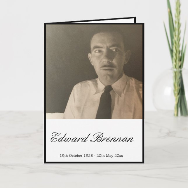 Funéraire Simple Élégante Carte de cérémonie de co (Devant)