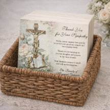 Funeral Catholic Jesus Roses Cross Condolence