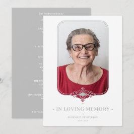 Funeral Grey Ornamental Lace Effect Photo Einladung