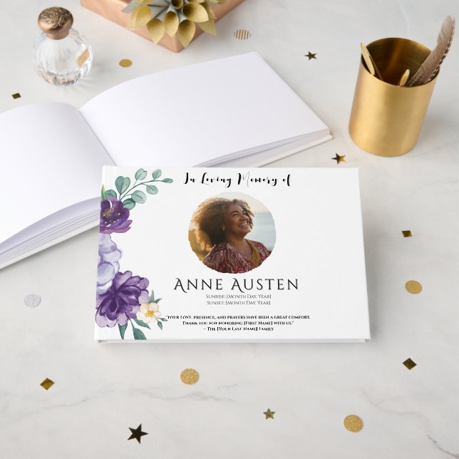 Funeral Guest Book - Editable  Gästebuch (Vorderseite Offen)