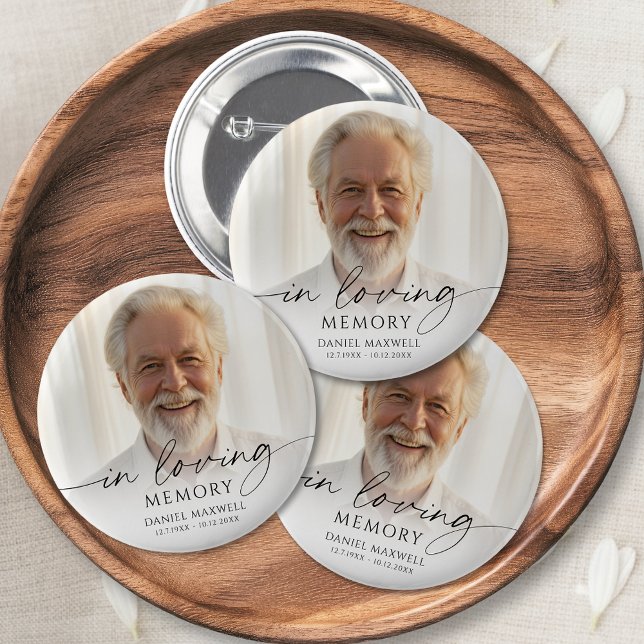 Funeral In Loving Memory Photo Memorial Button (Von Creator hochgeladen)