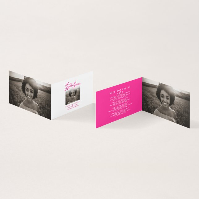 Funeral in our hearts forever pink poem card (Innenseite und Außenseite)