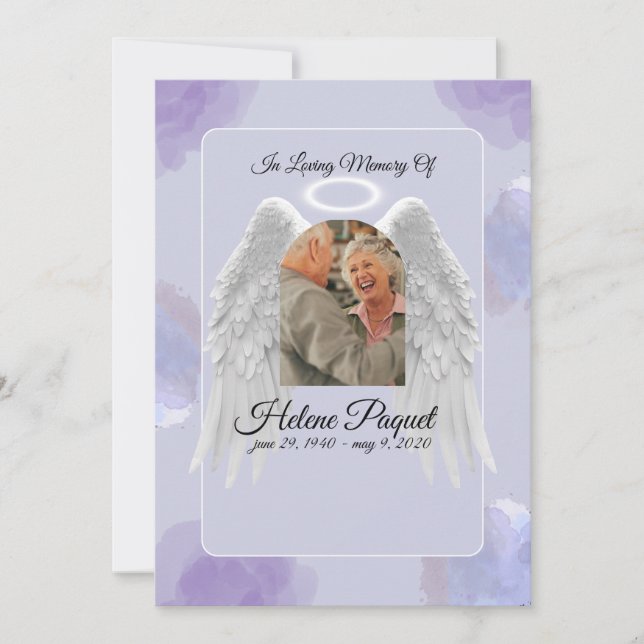 Funeral Memorial Design Template – Angel Wings  Einladung (Vorderseite)