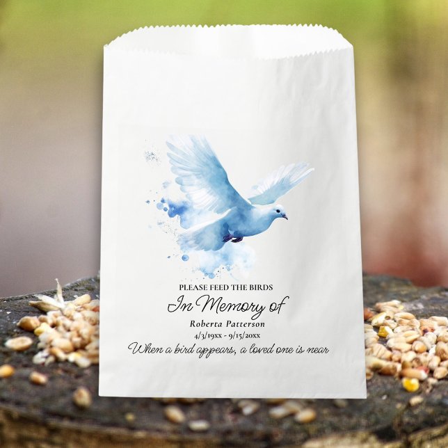 Funeral Memorial Favor White Dove Bird Seed Geschenktütchen (Von Creator hochgeladen)