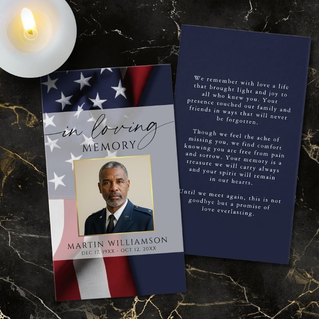 Funeral Military US Flag Photo Prayer Card (Von Creator hochgeladen)
