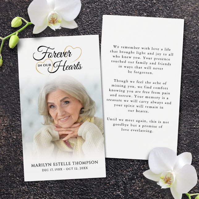 Funeral Photo Forever Hearts Photo Prayer Card (Von Creator hochgeladen)