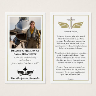 Funeral Photo Prayer for Pilot Modern Aviation