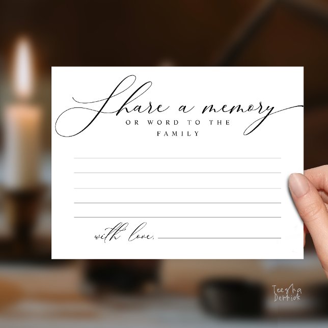 Funeral Service, Share a memory, Sympathy Card Postkarte (Funeral Service, Share a memory, Sympathy Card, or word to family, Condolence card in Black White)