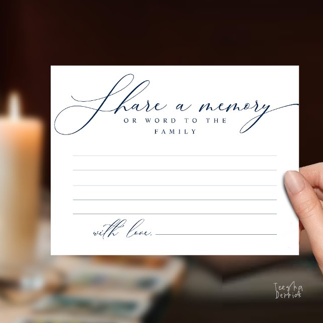Funeral Service, Share a memory, Sympathy Card Postkarte (Funeral Service, Share a memory, Sympathy Card, or word to family, Condolence card in Navy Blue)