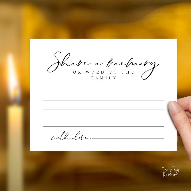 Funeral Service, Share a memory, Sympathy Card Postkarte (Funeral Service, Share a memory, Sympathy Card, or word to family, Condolence card in Black White)