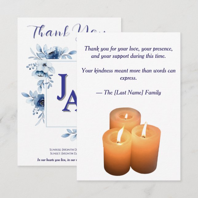 Funeral Thank You Card  Dankeskarte (Vorne/Hinten)