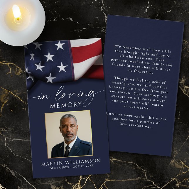 Funeral US Flag Military Photo Prayer Card (Von Creator hochgeladen)