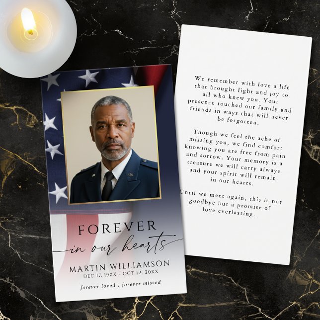 Funeral USA Flag Military Photo Prayer Card (Von Creator hochgeladen)