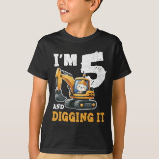 Fünf 5jährige 5th Birthday Digger Boy Construction T-Shirt