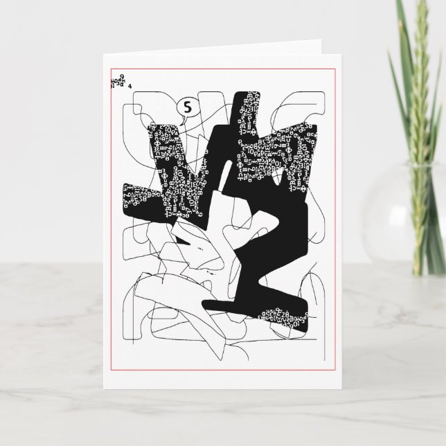 Fünf ausgesprochen (schwarz, weiß und rot) karte (Vorderseite)