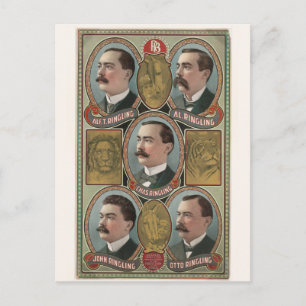 Fünf Brustporträts von Ringling Brothers Postkarte